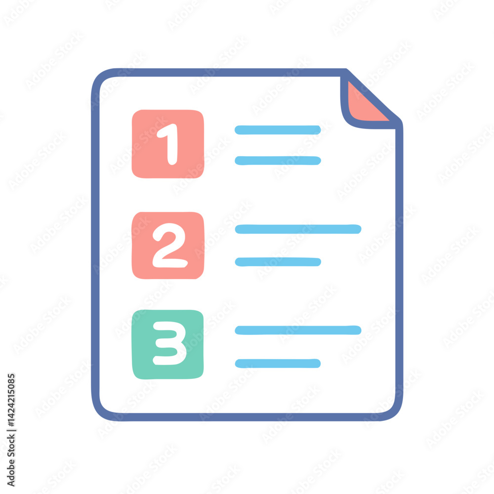 Aufkleber numbered task list icon representing organized to-do list and task management