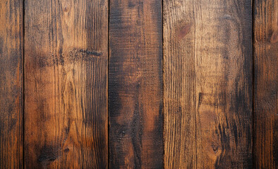 Obraz premium A close up of three dark brown wooden planks with visible wood grain and natural imperfections