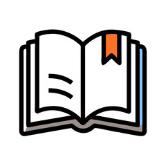 Open Book with Bookmark Icon Representing Reading, Knowledge, and Study