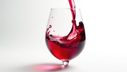 Rich red wine, swirling in glass against stark white , sommelier, red liquid, photography