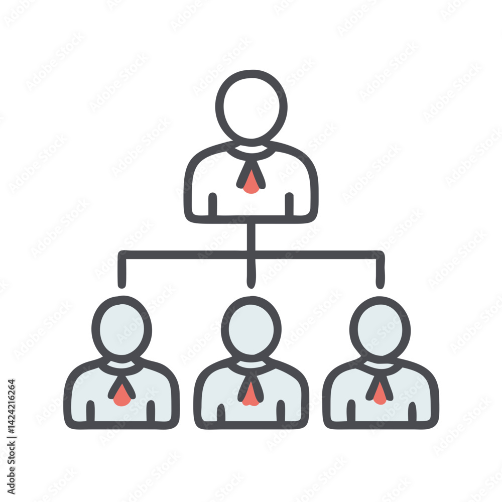Poster organizational chart icon representing team hierarchy and company structure