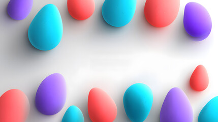 Pastel Gradient Easter Eggs on White Background