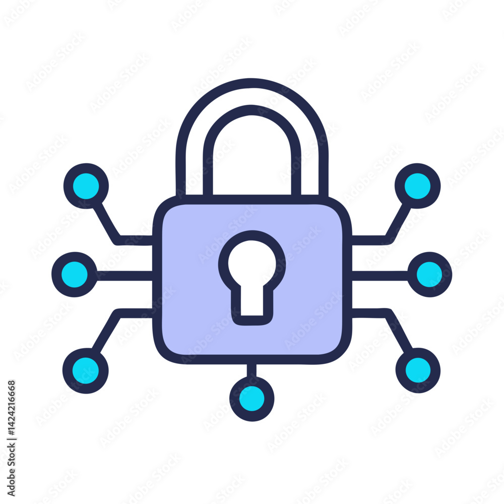 Aufkleber padlock network icon representing secure digital connections and cyber protection