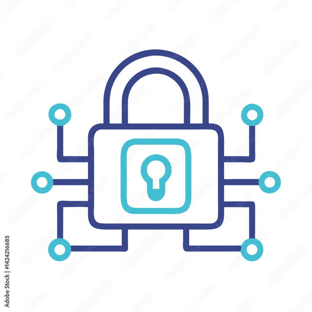 Aufkleber Padlock Network Icon Representing Secure Digital Connections and Cyber Protection