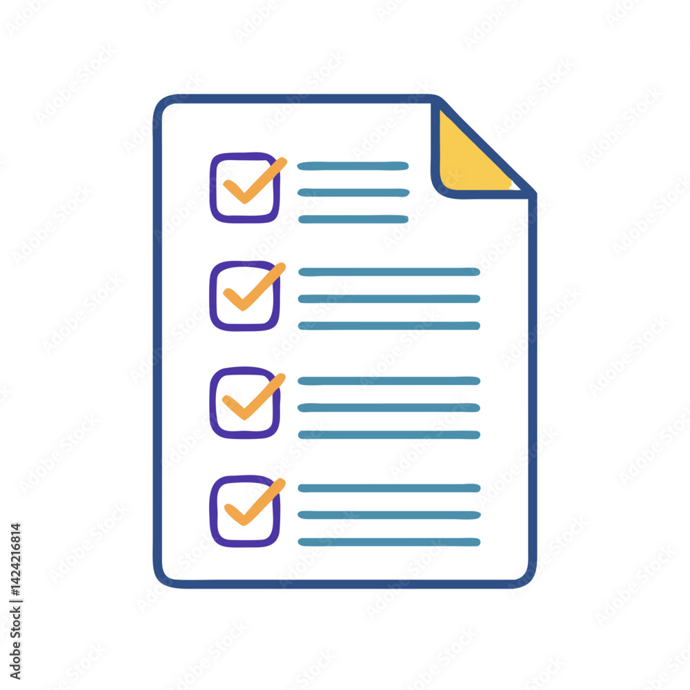 Aufkleber paper sheet with checklist icon representing task management and to-do list