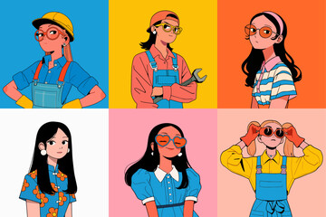 Set of Strong Girls – Feminism and Women’s Day Theme