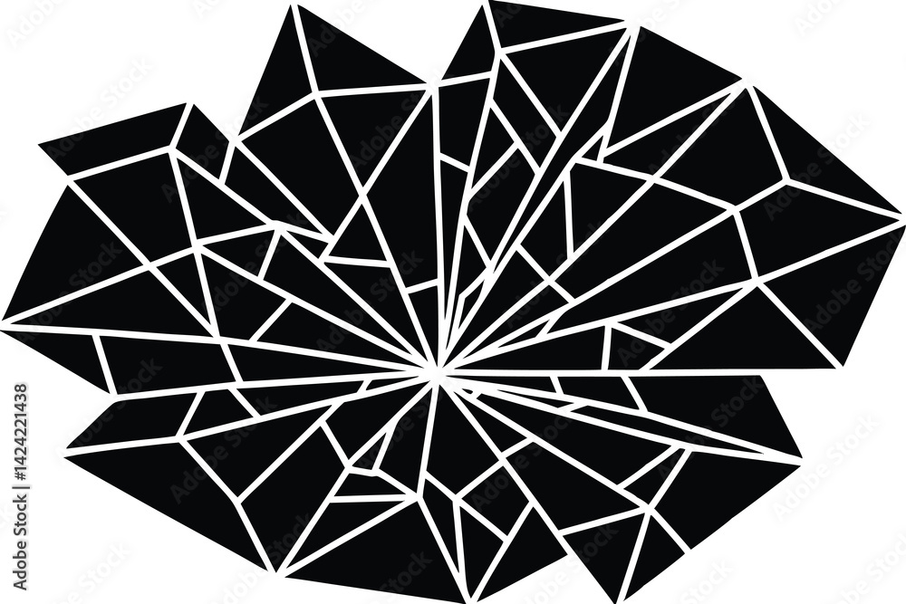 Poster abstract geometric pattern with radiating triangle and square shapes in black and white