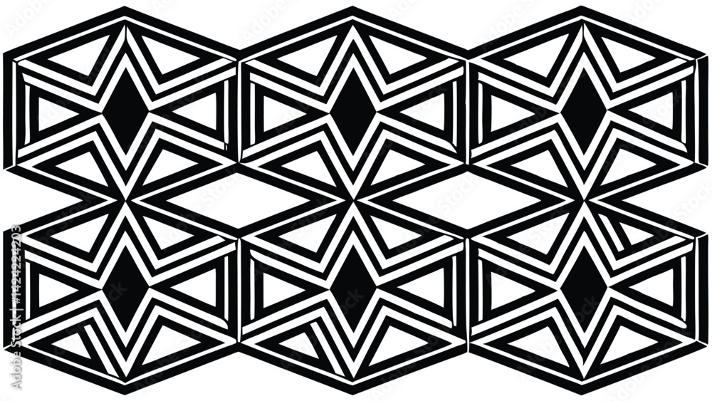 Aufkleber geometric hexagon pattern black and white abstract background vector illustration