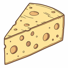 Cartoon Cheese Slice Isolated On White Background Cartoon Food Illustration