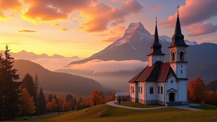 Fototapeta premium church at sunset