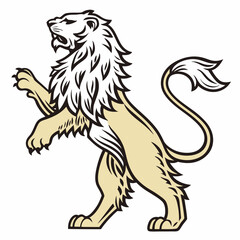 Heraldic Lion Rampant Vector Illustration Feline Symbol Animal Design Graphic Element