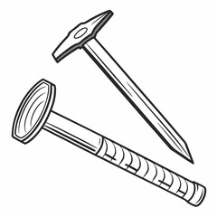 Graphic Illustration Showing Two Different Types Of Nails In A Monochrome Style
