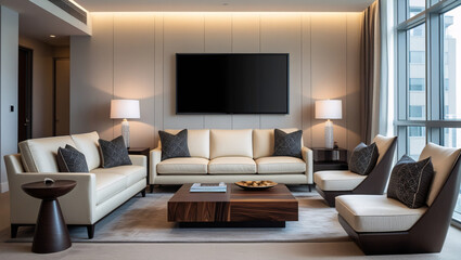 This modern living room exudes luxury and comfort.