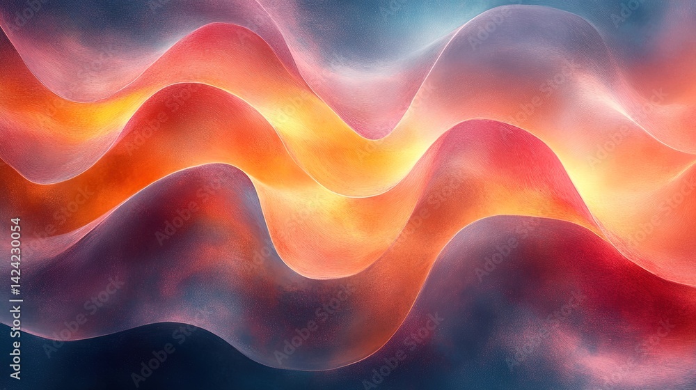 Aufkleber abstract wavy forms in gradient colors with soft, textured surfa