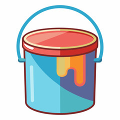 Illustration Of A Bucket Full Of Colorful Paint Dripping Down The Side
