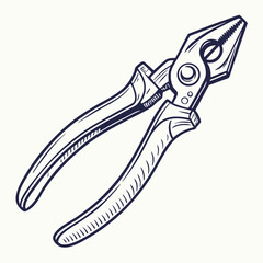 Pliers Detailed Outline Illustration Of Hand Tool Equipment And Repair Element