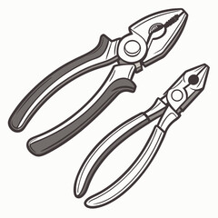 Illustration Of Combination Pliers And Long Nose Pliers For Industrial Hand Tool Purposes