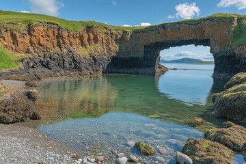 Natural Landmark with a Stone Bridge and Cave in the Middle of a Mountain