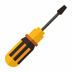 Isolated Yellow Flat Head Screwdriver For Repair And Construction Illustration