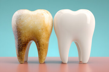 Clean and Stained Teeth Comparison, Dental Health Concept