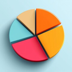 Fototapeta premium Five-part pie chart illustrating proportional data distribution.