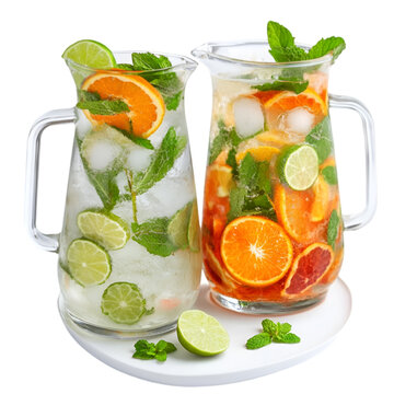 Fresh Lime Drink and Limes &ndash; Glass Can with Citrus Juice, Grey Background. 
 cold lime juice, healthy lime drink, lime drink with ice, lime cocktail, natural citrus drink, citrus fruit, healthy bever
