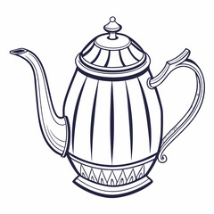 Elegant Teapot Illustration With Decorative Ornament Isolated On White Background Detailed Outline
