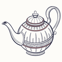 Decorative Teapot Illustration With Intricate Patterning And Elegant Design Elements