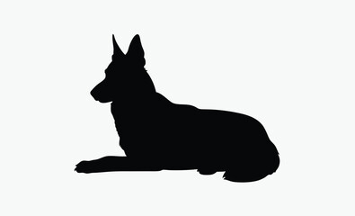 German shepherd silhouette, dog vector, isolated design, German shepherd silhouette isolated on white background