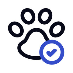 Obraz premium Paw Print with Check Icon Representing Pet-Friendly and Animal Care