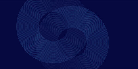 Dark blue circle line abstract background. Shiny blue circle geometric lines with future technology concept. Vector illustration