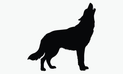 German shepherd silhouette, dog vector, isolated design, German shepherd silhouette isolated on white background