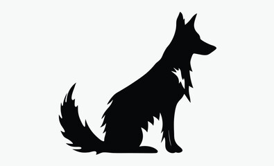 German shepherd silhouette, dog vector, isolated design, German shepherd silhouette isolated on white background