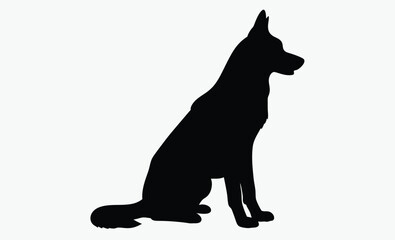 German shepherd silhouette, dog vector, isolated design, German shepherd silhouette isolated on white background