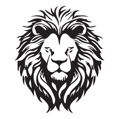 Wild roaring lion king head silhouette. black and white silhouettes vector. illustration eps 10