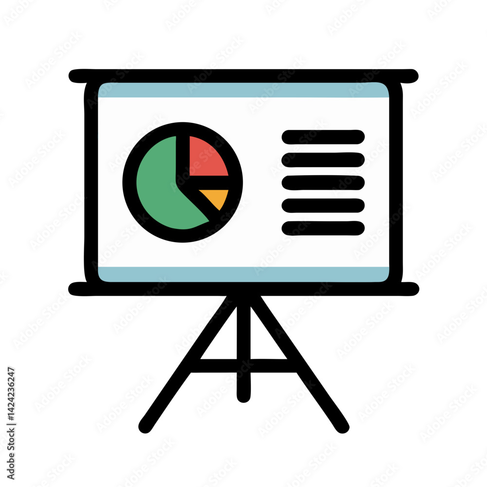 Aufkleber Presentation Board with Pie Chart Icon Representing Data Visualization and Business Analysis