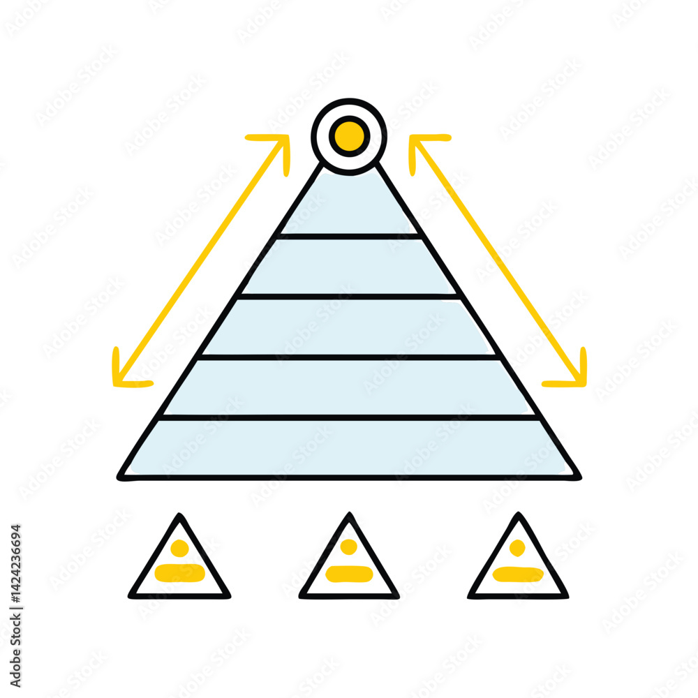 Poster pyramid diagram icon representing hierarchical structure and organizational levels