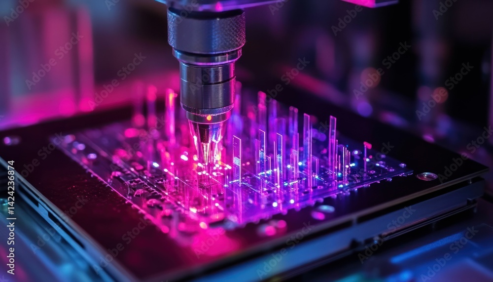 Poster precision manufacturing: automated machinery operating on a microchip prototype