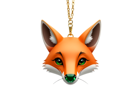 Cartoon Fox Head Pendant Necklace