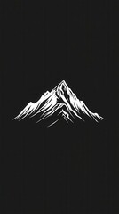 A minimalist illustration of a majestic mountain peak against a dark background.