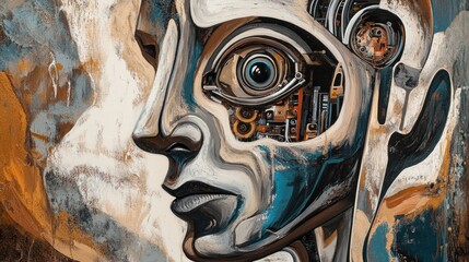 Cybernetic human profile, intricate details