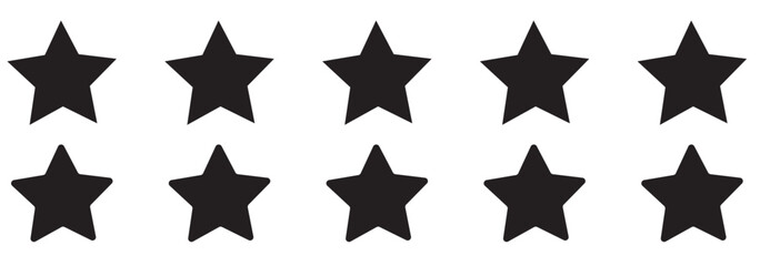 Obraz premium Five stars customer product review icon set, featuring yellow 5-star rating flat icons for apps and websites. Represents quality, customer rating, and feedback in transparent PNG and vector format