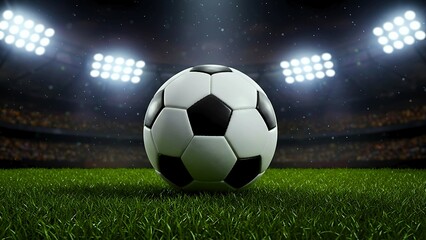 Fototapeta premium Game Time Vibes Stadium Spotlight on Soccer Ball World Football Day
