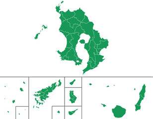 鹿児島県　地図　グリーン　イラスト © 酢漬け きゅうりの