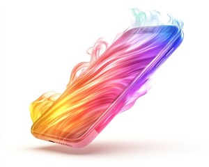 Fototapeta premium Vibrant and dynamic phone icon with motion blur effects, isolated on white 