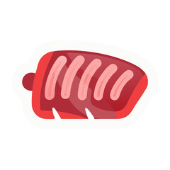 Rib Cuts Icon Representing Grilled or Raw Rib Meat for Cooking