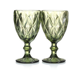 Two empty clean glasses isolated on white