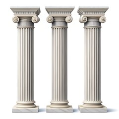 Greek columns isolated on white background