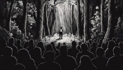 A comedy club night in the forest, with skunks as stand-up comedians, telling stinky jokes that have the audience rolling on the forest floor