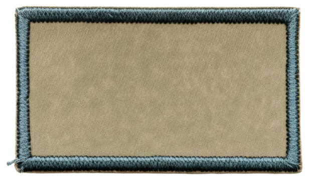 Rectangular fabric patch with stitched border, transparent background png